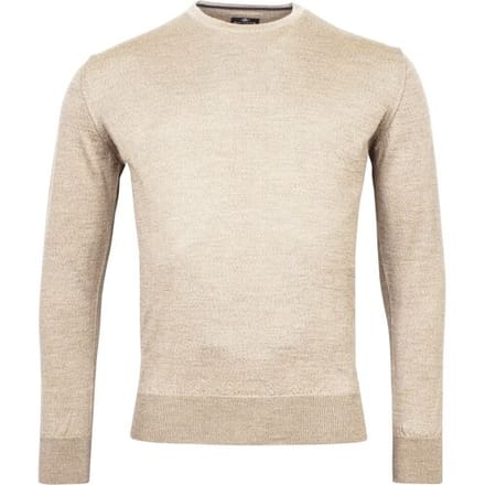Baileys Trui Merino Wool Crew Neck Uni Color Single Knit Licht Beige / male