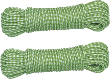 AMIG Paracord touw - 2x - 20 meter - D4mm - 100kg - PP/PE - lichtgroen/wit