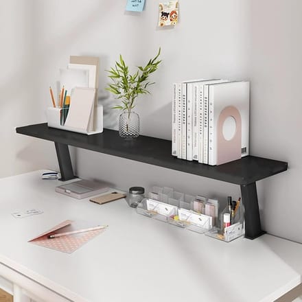 Houten Opbergrek - Desktop Organizer - Bureau Organiseren - Stabiele Structuur - 100 cm - Zwart