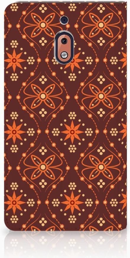 Nokia 2.1 2018 Hoesje met Magneet Batik Brown
