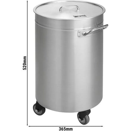 GGM Gastro Abfallbehälter mit Deckel, Rollen & Griffen - 50L - Edelstahl Zilver