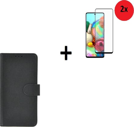 Samsung Galaxy A52 Hoesje - Samsung Galaxy A52 Full Screenprotector - Samsung A52 Hoes Wallet Bookcase Zwart + 2x Full Screenprotector