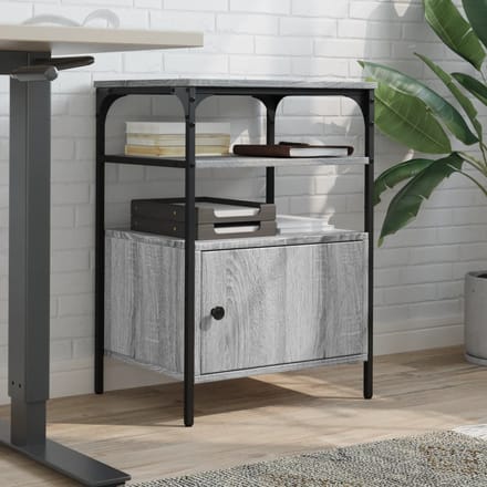 vidaXL - Printerkastje - 3-laags - 50x40x76 - cm - bewerkt - hout - grijs - sonoma