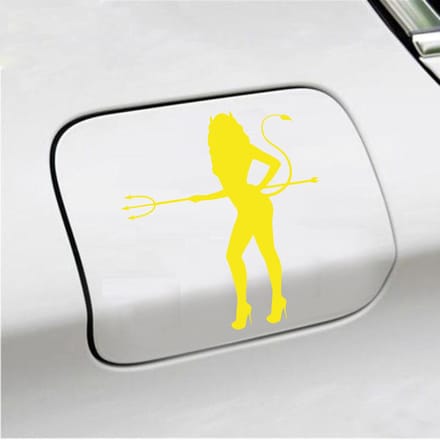 Bumpersticker - Vrouw Duivel - 14 X 13 - Geel