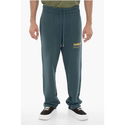 Fleece katoenen WORKSHOP-joggingbroek met trekkoord in de taille in blauw