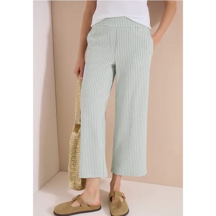 7/8 Wide Legs broek in seersucker stof