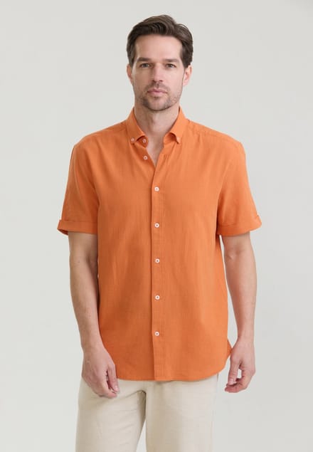 Felix Hardy Overhemd - Overhemden - Katoen Linnen Heren Oranje - M