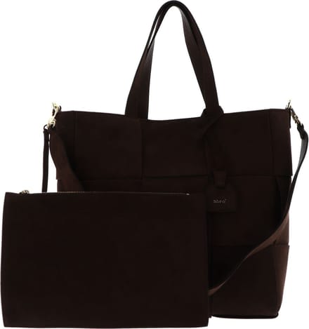 abro Leren Schoudertas Leather Artemide Shopper Chessboard Small Wood Bruine