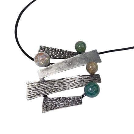Ketting- zilverkleur- groen - Charme Bijoux