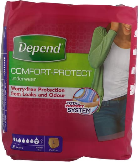Depend Pants Incontinentiebroekjes -  vrouwen Normal - maat L - 9 stuks
