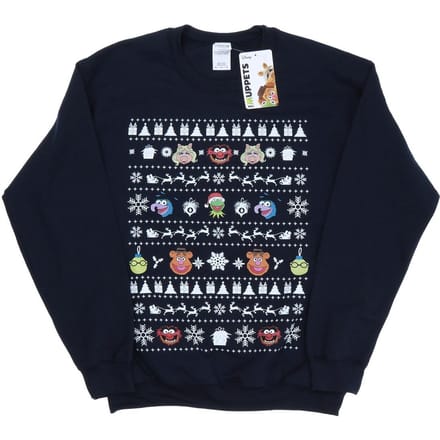 Disney Heren The Muppets Kerstmis Hoofden Sweatshirt (Marineblauw)