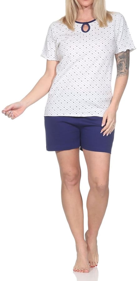 Normann dames capri pyjama met korte mouwen in stippenlook - ook in grote maten