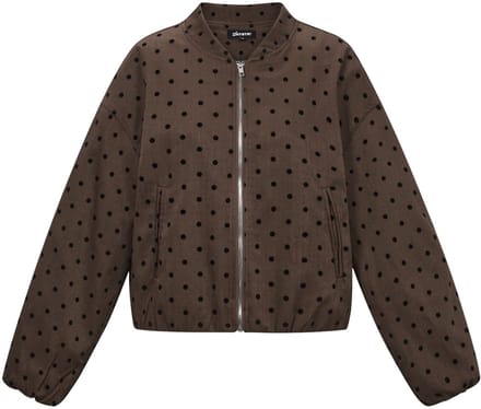 Comfortabele Geweven Polyester Damesjas met Puntjespatroon - Wijnrood - Maat M