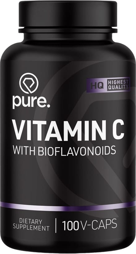 Pure. Vitamine C met bioflavonoïden - 100 v-caps - 1000mg - ascorbinezuur - capsules