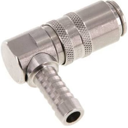 RVS DN 6 Tempereerkoppeling Snelkoppeling 9 mm Slangpilaar Dubbele afsluiting 90-deg