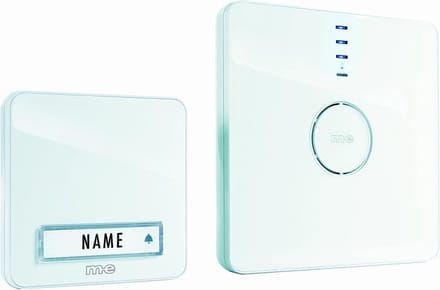 M-E BELL-201 / 231 DRAADLOZE DEURBELSET 1x Deurbeldrukker-zender, 1x Bel-ontvanger 40989