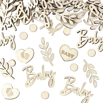 Solidchoice - 60 Stuks Baby Shower Houten Confetti Decoratie