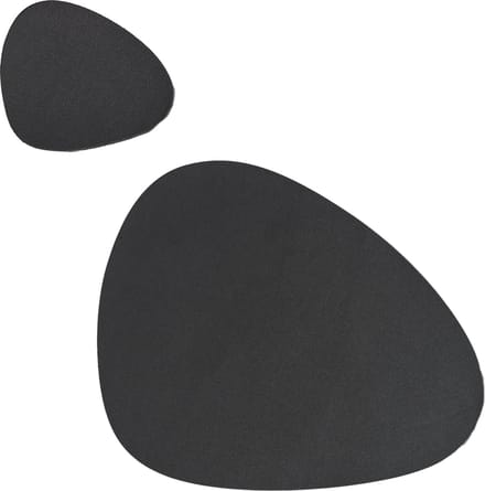 Placemats en onderzetters lederlook - set 6x - zwart - 34 x 42 cm