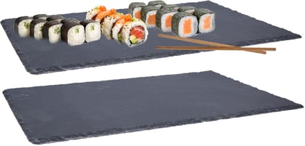 Serveerplank - Set van 2x stuks - leisteen - 45 x 30 cm - snack dienblad - stijlvol