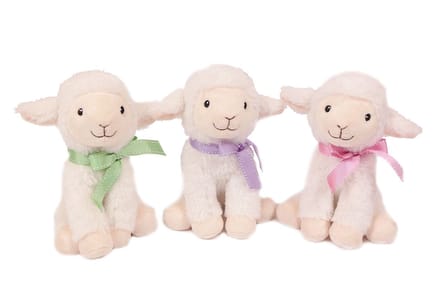 PIA Soft Toys-Set van 3 Pluche Schaap Knuffels met strik 3 ass. 18 cm