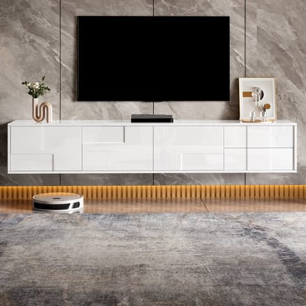 PHOEBE CAT TV-meubel - Wandmontage - 170 cm - Hoogglans - 2 lades - Wit