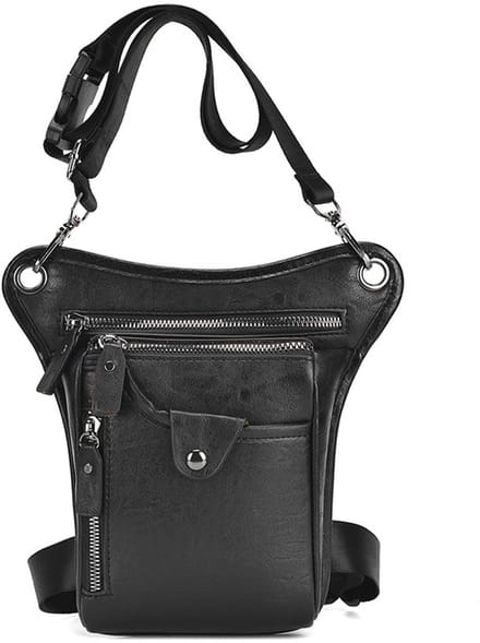 Duurzame leren beentas voor dames en heren - multifunctioneel en stylish-Zwart
