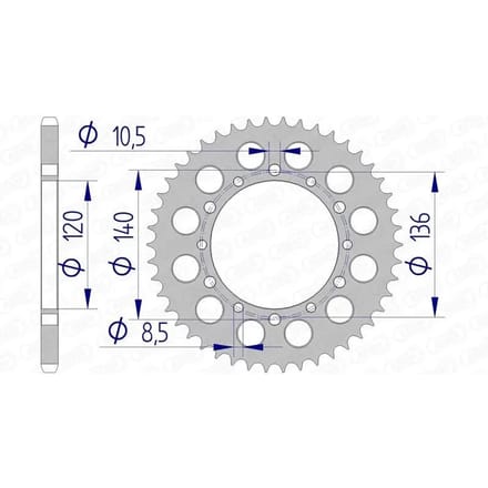 Couronne moto alu Afam 520 42T