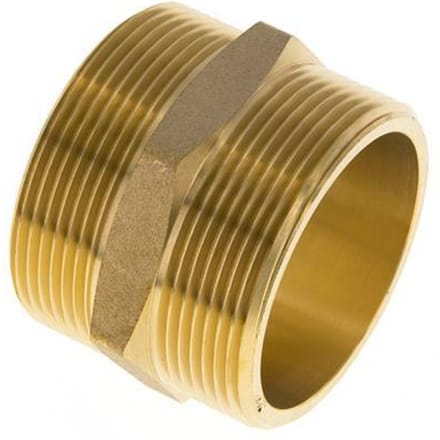 Dubbele Nippel G2'' Messing Vlakke Afdichting 16bar 60mm Hex