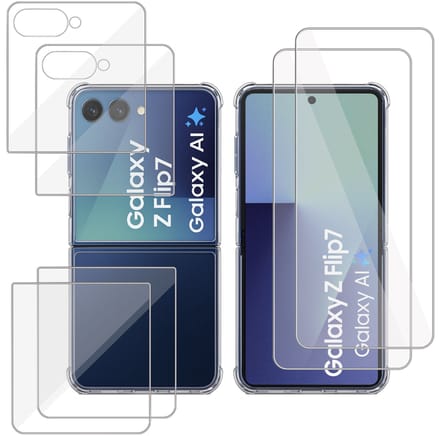 TechNow Hoesje + 2x Screenprotector geschikt voor Samsung Galaxy Z Flip 7 Hoesje Screenprotector - Extreme Shock Case Transparant