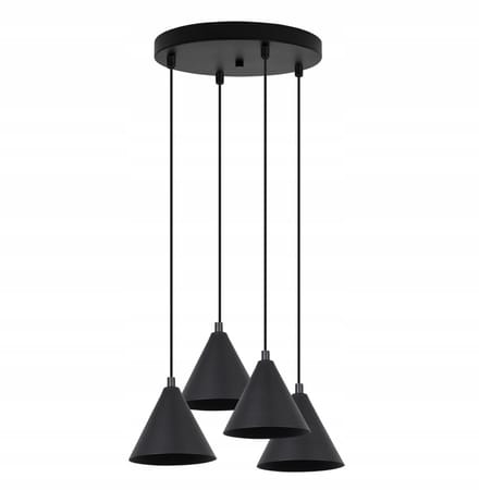 Moderne Zwarte Hanglamp SOHO Kegel 4 Lampenkap E14
