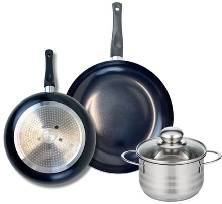 Set van 2 Koekenpannen 24 en 28 cm en 1 braadpan 16 cm Elo Prima Brillant