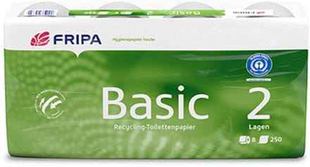 8 Rollen Toiletpapier, tissue, 2-laags Ø 12 cm · 11,5 cm x 9,8 cm wit Basic 250 Blatt