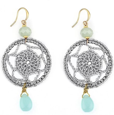 Oorhangers dromenvanger met steentjes zilver mint groen