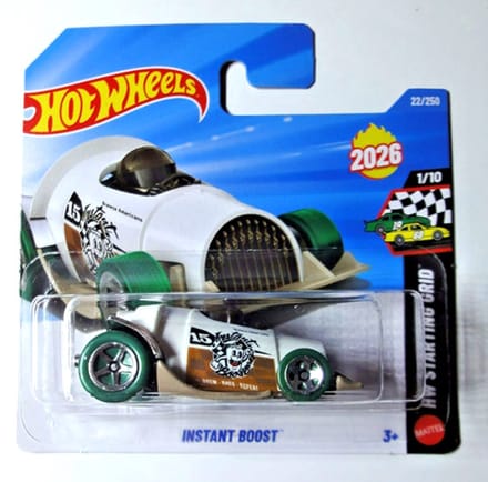 HOT WHEELS INSTANT BOOST GREEN WHITE 1:64 34/250 HW STARTING GRID 1/10 SHORT CARD 2026