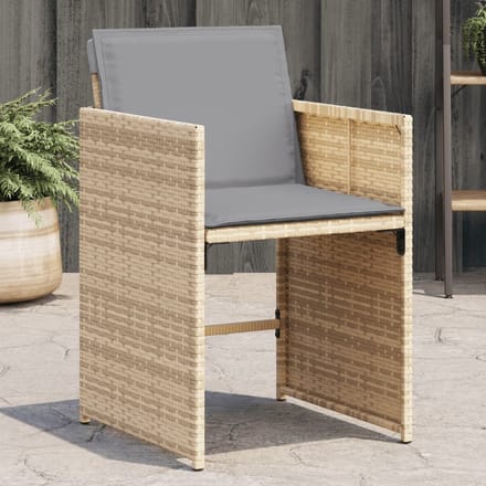 vidaXL Tuinstoelen 4 st met kussens poly rattan gemengd beige
