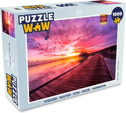 Puzzel Steiger - Water - Zon - Roze - Horizon - Legpuzzel - Puzzel 1000 stukjes volwassenen