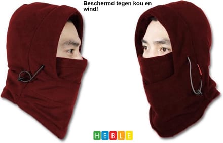 Heble® - Unisex Rode Fleece Bivakmuts/Wintermuts/Motormasker/Balaclava/Wintersport