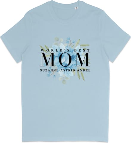 T Shirt Dames Gepersonaliseerd Cadeau - Beste Moeder Van De Wereld - Licht Blauw - S
