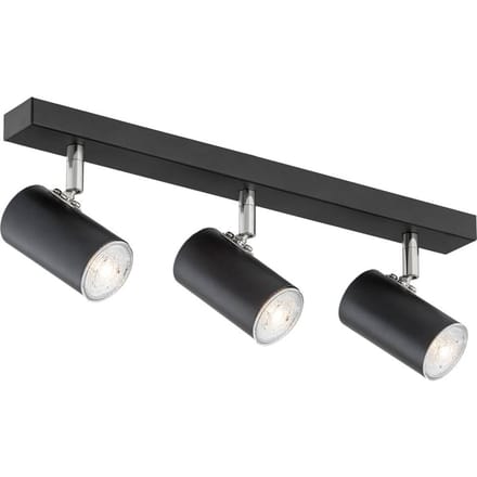 Argon Plafondspot Noah, zwart/chroom, staal, 3-lamps