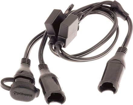 SAE Y-Splitser met 2x Zekering - Dubbele Uitgang voor Acculader en Accessoires