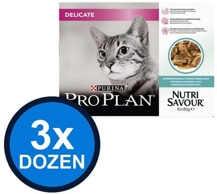 3x Pro Plan - Cat Pouch Delicate Vis in Saus - Kattenvoer Natvoer - 850 g