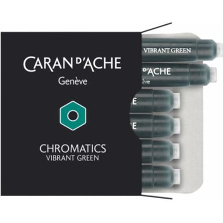 Caran d'ache vulpenvulling chromatics per 6 stuks, vibrant green