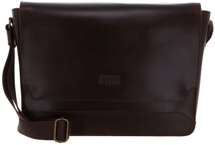 BUCKLE & SEAM Schoudertas met laptopvak Times Messenger Bag Brown / Blu Bruine