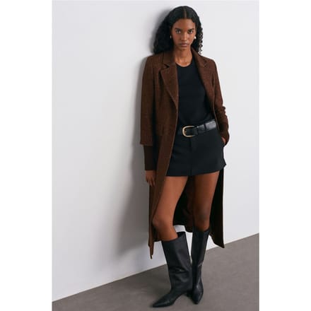 Getextureerde Tweed Lange Overjas