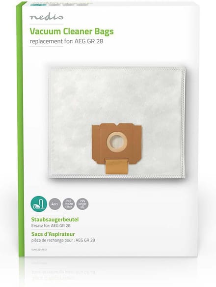 Nedis Stofzuigerzak - 4 Stuks - Synthetisch - Meest verkocht voor: AEG - Wit