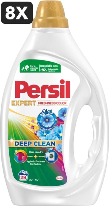 8 x Persil Expert - Vloeibaar wasmiddel - Gekleurde Was - Silan Boosted Freshness - 29 Wasbeurten