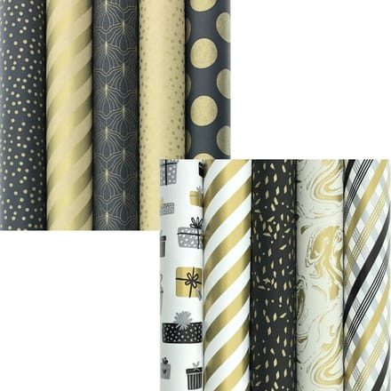 BERLIN en GATSBY cadeaupapier - Assortiment inpakpapier - 2 meter x 70 cm - 10 rollen