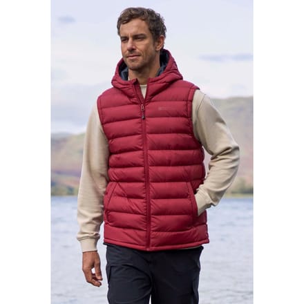 Mountain Warehouse Heren Seizoenen Gewatteerd Gilet met Capuchon (Rood)