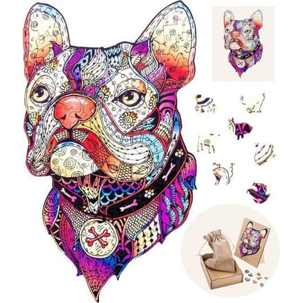 602250 - Puzzle en Bois Animaux : Chien A3 - 213 pcs - Formes uniques - Puzzle Adultes - Boite cadeau - Dès 12 ans.