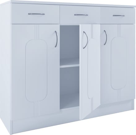 Houten ladekast dressoir dressoirkast Balia 3 lade draaideuren